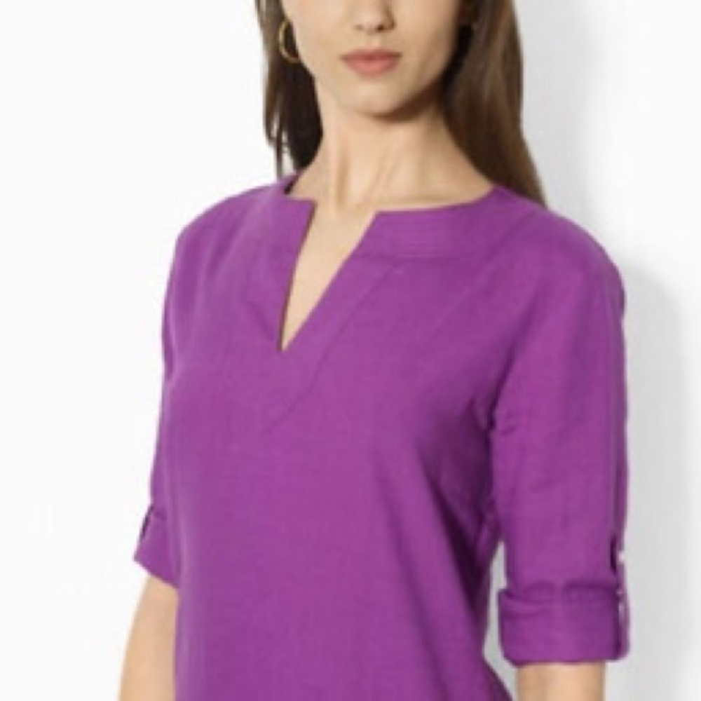 Ralph Lauren | Purple 100% linen tunic top - Picture 2 of 8